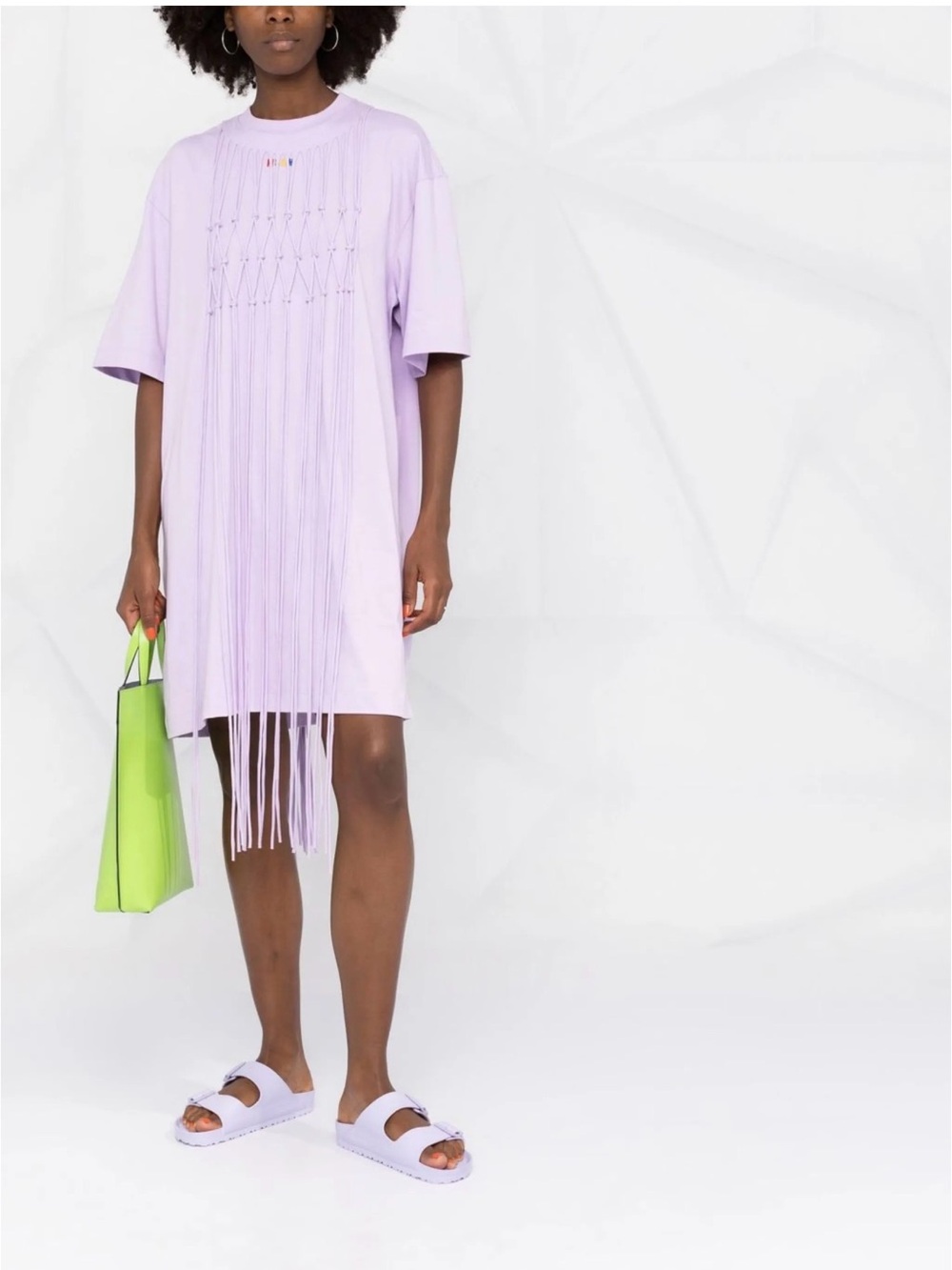 MSGM logo embroidered macrame tassel tshirt dress